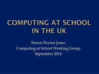 Computing at school in the UK
