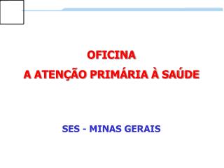 OFICINA A ATENÇÃO PRIMÁRIA À SAÚDE SES - MINAS GERAIS