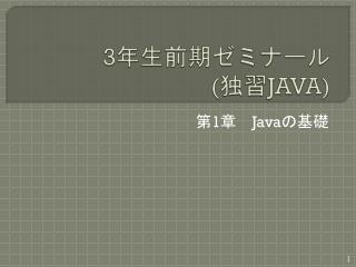 3 年生前期ゼミナール　 ( 独習 JAVA)