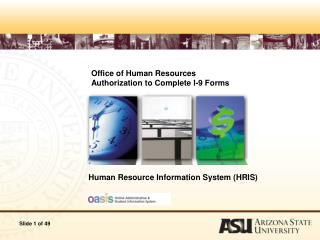 Office of Human Resources Authorization to Complete I-9 Forms