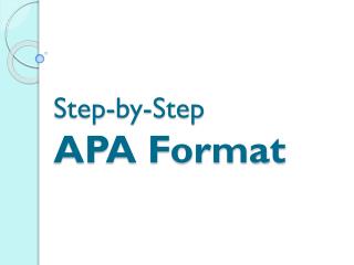 Step-by-Step APA Format
