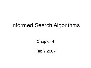 Informed Search Algorithms