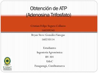 Obtención de ATP (Adenosina Trifosfato)