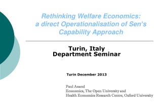Rethinking Welfare Economics: a direct Operationalisation of Sen ’ s Capability Approach