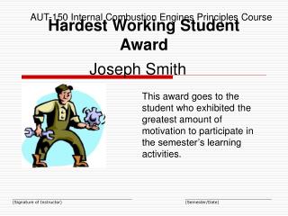 Hardest Working Student Award