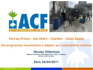 ACF et l’humanitaire en milieu urbain