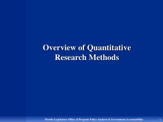 Overview of Quantitative Research Methods