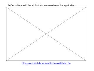 Let’s continue with the sixth video, an overview of the application: