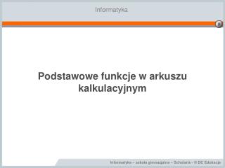 Podstawowe funkcje w arkuszu kalkulacyjnym