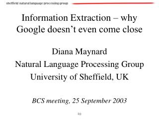 Information Extraction – why Google doesn’t even come close