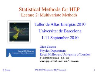 Statistical Methods for HEP Lecture 2: Multivariate Methods
