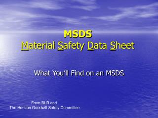 MSDS M aterial S afety D ata S heet