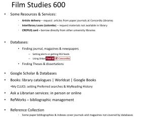 Film Studies 600