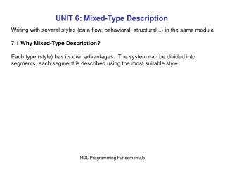 UNIT 6: Mixed-Type Description