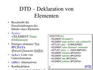 DTD – Deklaration von Elementen
