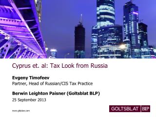 Cyprus et. al: Tax Look from Russia
