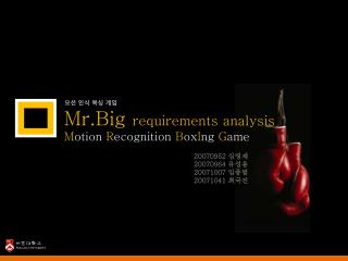 Mr.Big requirements analysis M otion R ecognition B ox I ng G ame