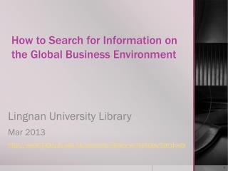 How to Search for Information on the Global Business Environment