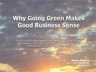 Why Going Green Makes Good Business Sense