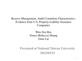 Presented at National Taiwan University 2012/03/15