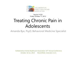 Treating Chronic Pain in Adolescents