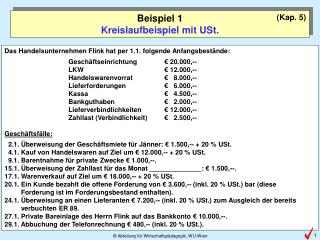 Beispiel 1 Kreislaufbeispiel mit USt.