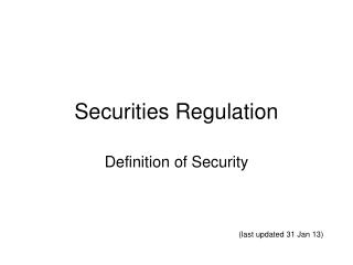 Securities Regulation