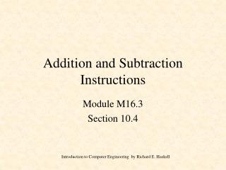 Addition and Subtraction Instructions