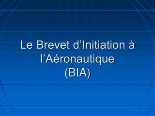 Le Brevet d’Initiation à l’Aéronautique (BIA)