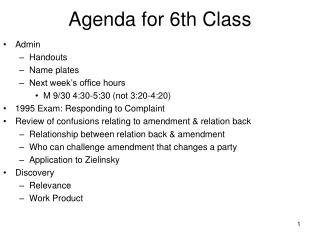 Agenda for 6th Class
