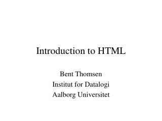 Introduction to HTML