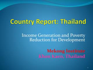 Country Report: Thailand