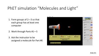 PhET simulation “Molecules and Light”