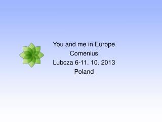 You and me in Europe Comenius Lubcza 6-11. 10. 2013 Poland