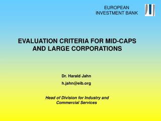 EVALUATION CRITERIA FOR MID-CAPS AND LARGE CORPORATIONS