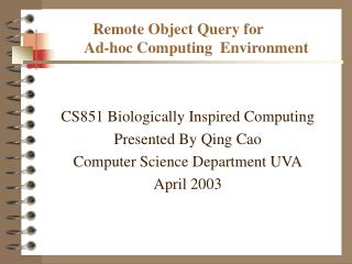 Remote Object Query for Ad-hoc Computing Environment