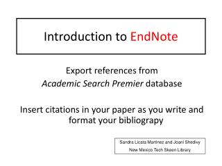 Introduction to EndNote
