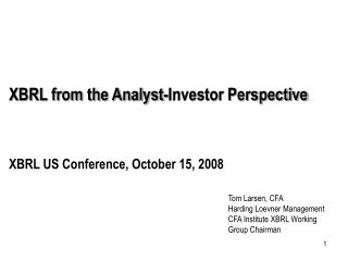 XBRL from the Analyst-Investor Perspective