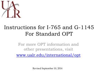 Instructions for I-765 and G-1145 For Standard OPT