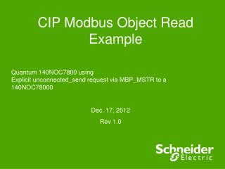 CIP Modbus Object Read Example