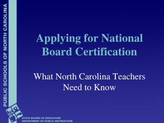 Applying for National Board Certification