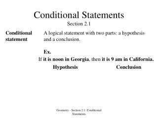 Conditional Statements Section 2.1