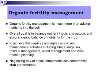 Organic fertility management