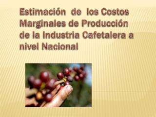 Estimación de los Costos Marginales de Producción de la Industria Cafetalera a nivel Nacional
