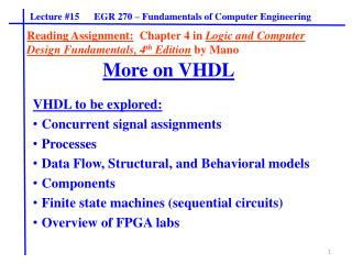 Lecture #15 EGR 270 – Fundamentals of Computer Engineering