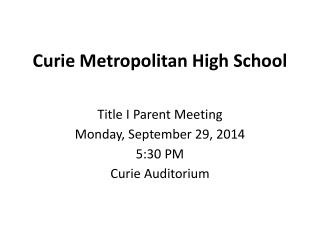 Curie Metropolitan High School
