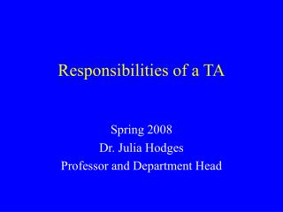 Responsibilities of a TA