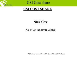 CSI Cost share