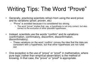 Writing Tips: The Word “Prove”