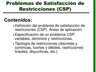 Problemas de Satisfacción de Restricciones (CSP)